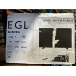 EGL 32 Inch HD Ready Smart LED TV. RRP £150 - Grade U