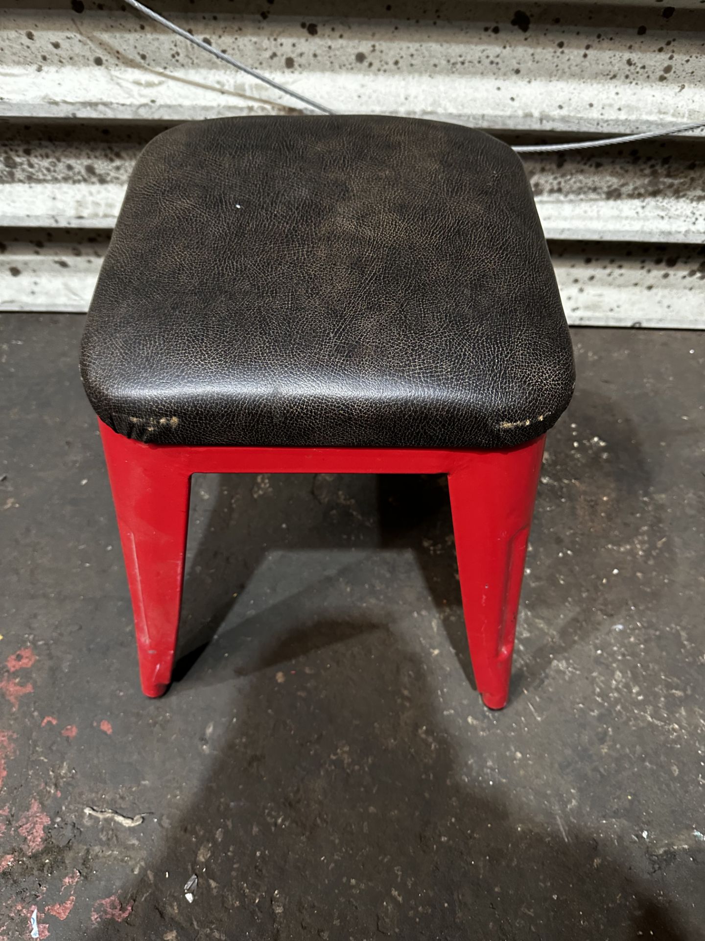 2 x Metal Stool With Upholstered Leather Seat (47*33*33cm) - Image 3 of 4