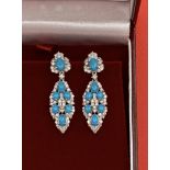 Turquoise & Diamond Drop Earrings
