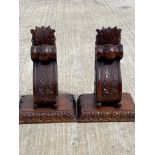 Antique Pair of Ornate Hardwood Wall Plinths