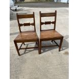 Antique Golden Oak Chairs - Pair