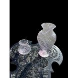 Vintage Pink Ribbed Caithness Glass Vases