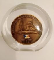 1987 P & O Shipping Company 150 Year Commemorative Medallion Paperweight