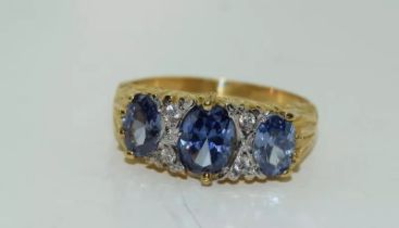 A 9ct Gold On Silver Tanzanite Ring