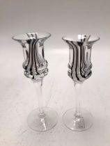 A Pair of Vintage Caithness Art Glass Candle Holders