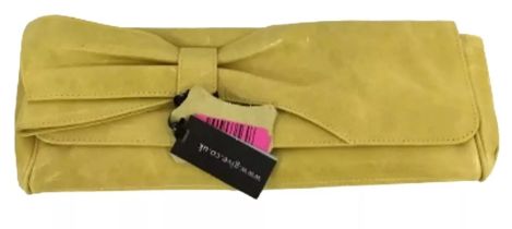 Lovely Give Italian Mustard Yellow Leather Quality Clutch Bag RRP £99