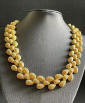 Vintage Gold Plated Rice Grain Texture Necklace