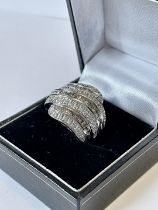 14ct White Gold & Diamond 7 Row Ring With Valuation