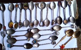 A Collection of Silver Plated Souvenir Spoons From Various Countries