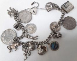 Vintage 1979 Silver Charm Bracelet With 15 Charms