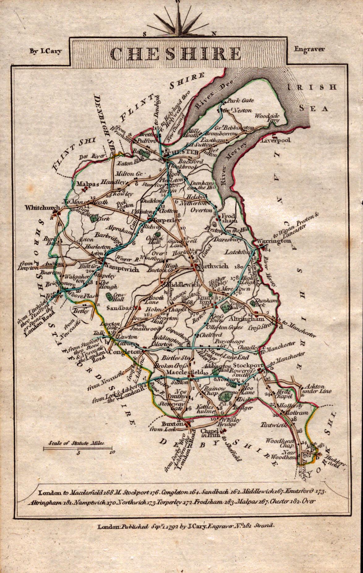 Job lot John Cary’s 1792 Antique George III Coloured 230 Year Old Engraved Maps. - Image 8 of 14