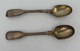 Pair of Victorian Solid Silver Spoons London 1839