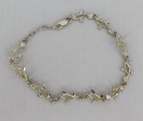 Decorative Silver Gemstone Set Bracelet