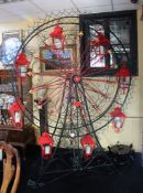 Very Large Painted Metal Garden Ferris Wheel with Lanterns