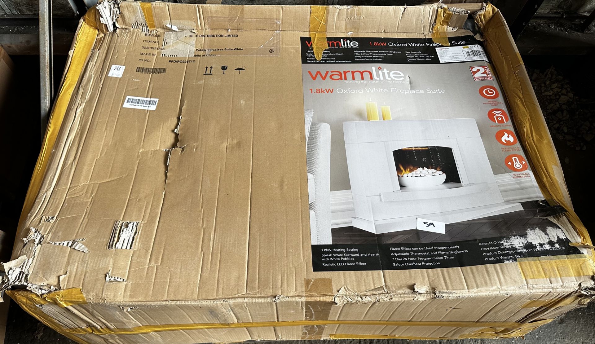 Warmlite 1.8Kw Oxford White Fireplace Suite. RRP £200 - Grade U