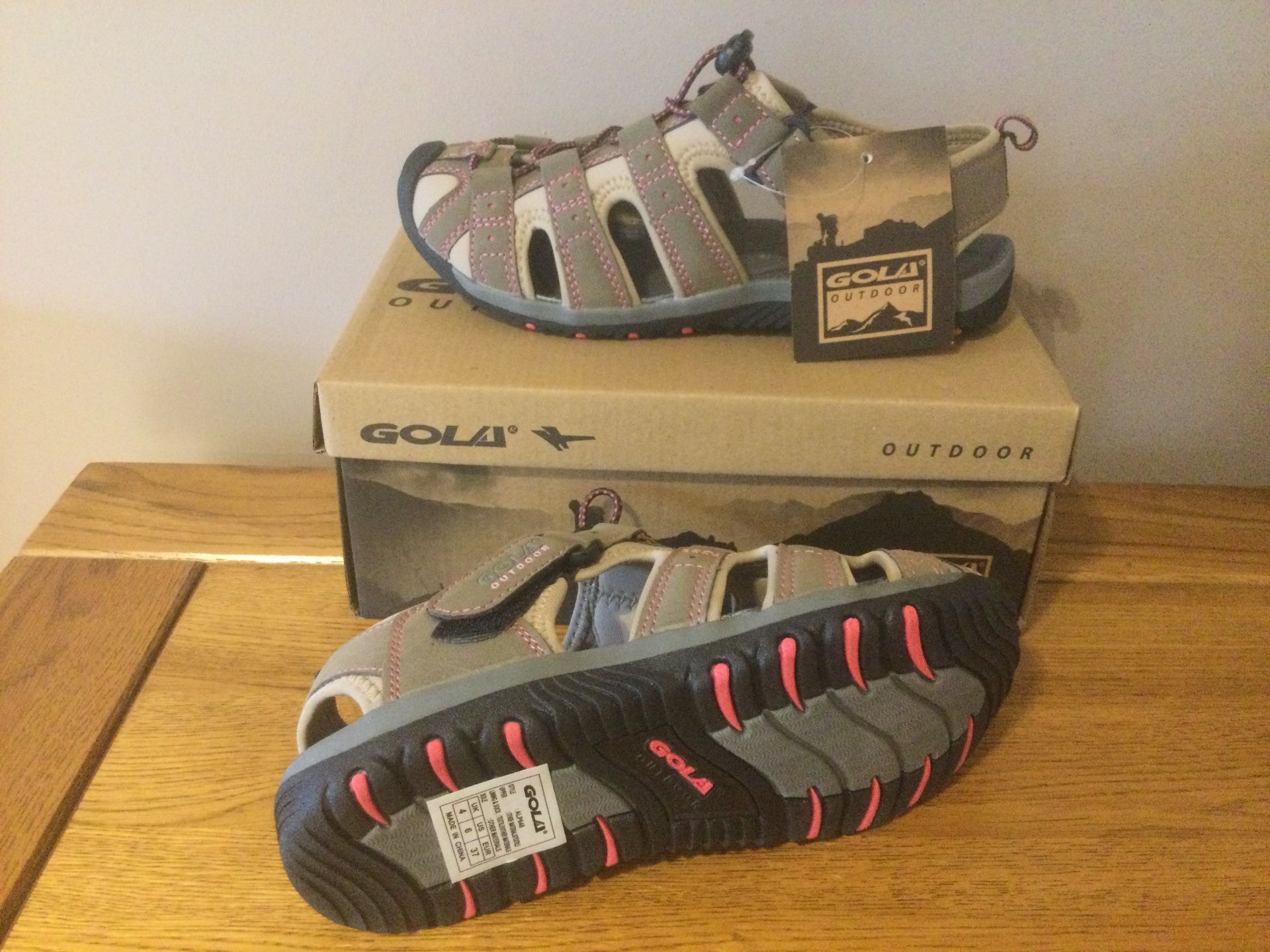 GOLA Women's “Shingle 3” Hiking Sandals, Taupe/Hot Pink, Size 5 - BRAND NEW - Image 2 of 7