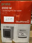 Prato 2000W PTC Fan Heater RRP £30 - Grade U