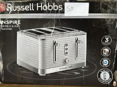 Russell Hobbs Inspire White 4 Slice Toaster. RRP £50 - Grade U