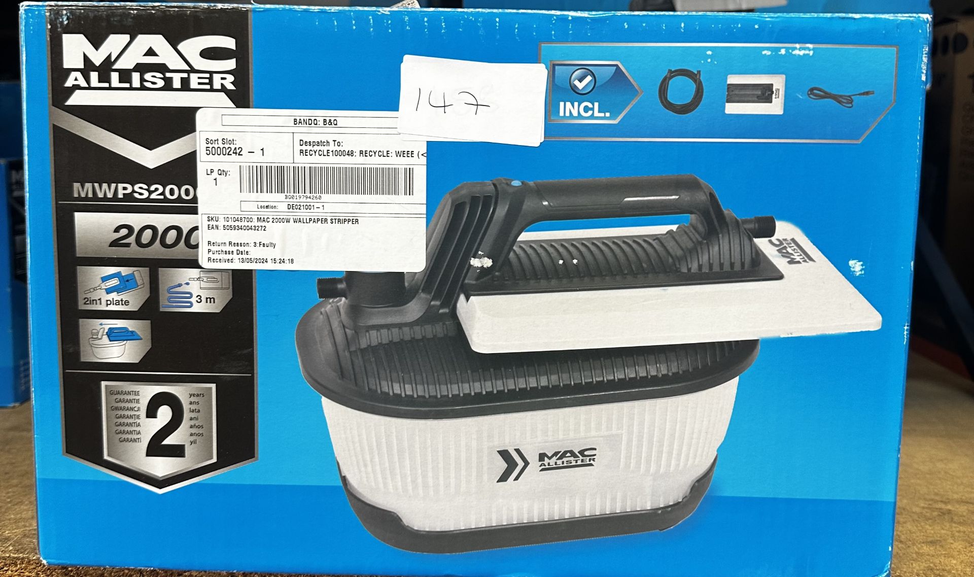 Mac Allister MWPS200 Wallpaper Steamer. RRP £40 - Grade U