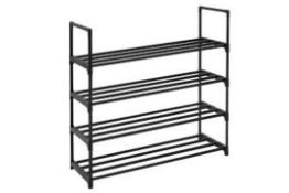 4 Tier Black Shoe Rack