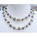Double Strand Cultured Pearl Necklace Silver Clasp New With Gift Box