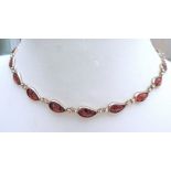 Sterling Silver Amber Necklace New With Gift Box