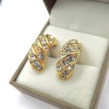 Vintage Christian Dior Signed Gold Plated Crystal Earrings for Pierced Ears