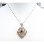 Artisan Sterling Silver Ruby & Cultured Pearl Necklace With Gift Box