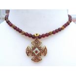 Vintage Artisan Garnet Bead Necklace