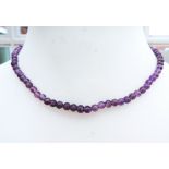 Natural Amethyst Beaded Necklace 18 Inches