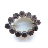 Antique Victorian Gold Hand Carved Floral Shell Cameo Brooch