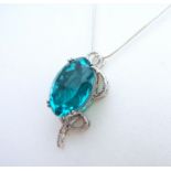 Sterling Silver Topaz Necklace New With Gift Box