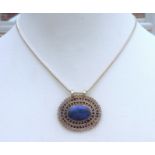 Vintage Artisan Silver Lapis Lazuli Pendant Necklace