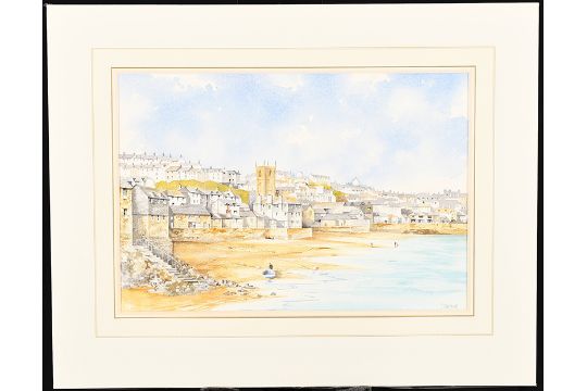 Original John Chisnall Watercolour ""Beach Steps St. Ives"" - Image 1 of 7