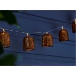 Zinc Solar Rattan Lantern Solar-Powered Warm White 10 LED Lights RRP £14.99 ea