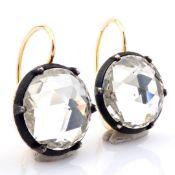 An Exquisite Earrings Detailed With Topaz, Brilliant Diamonds and Gold In Silver