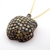 An Exquisite Apple Necklace Detailed With Brilliant Diamonds and Gold On Silver