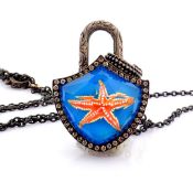 An Exquisite, Convertible Clasp Necklace Embellished With Gold, Topaz With Reversely Engraved Int...