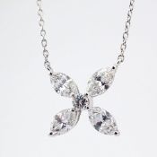 An Exquisite 18K White Gold Necklace Detailed With 1 Ct Diamonds
