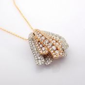 18K White An Rose Gold Necklace Detailed With Brilliant Diamonds