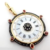 An Exquisite Pendant Made of Gold and Silver, Featuring An Antique Watch Dial Adorned With Precio...