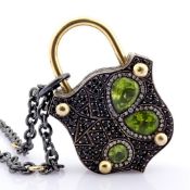 An Exquisite, Convertible Clasp Necklace Embellished With Gold, Colourful Stones, and Diamonds On...