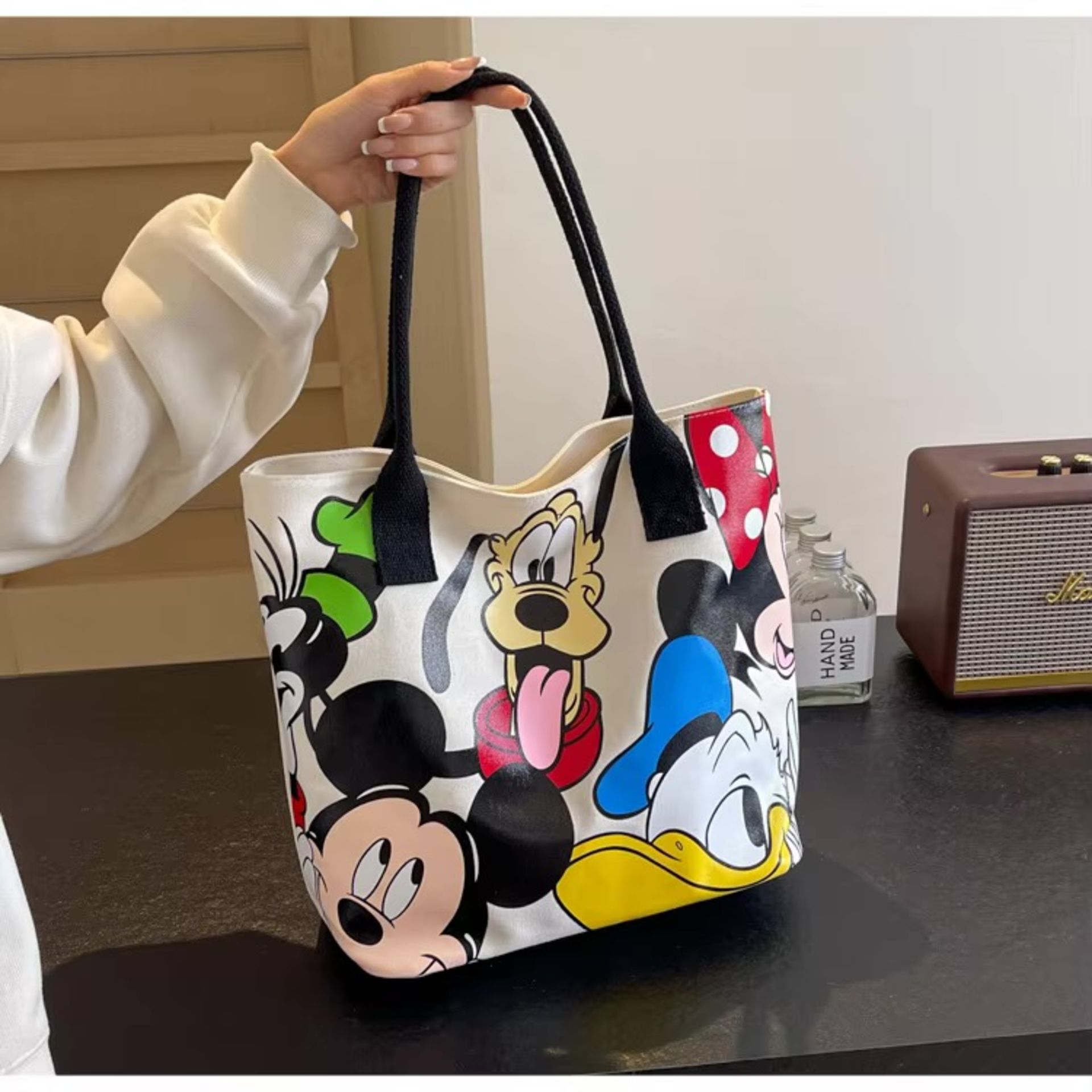 Disney Cartoon Mickey Fashion Versatile Large Capacity Canvas Shoulder Bag Women's Casual