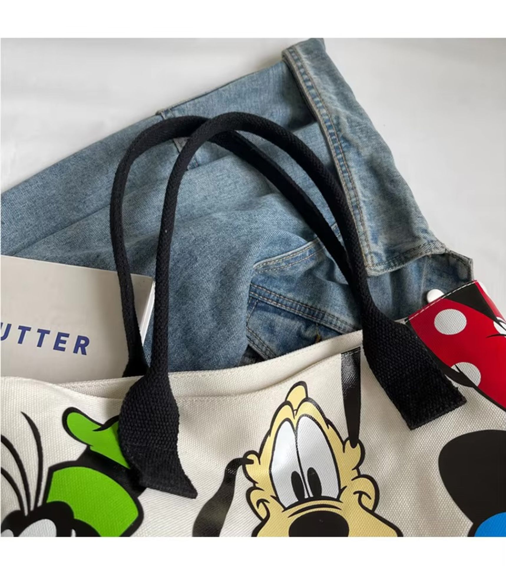 Disney Cartoon Mickey Fashion Versatile Large Capacity Canvas Shoulder Bag Women's Casual - Image 3 of 4