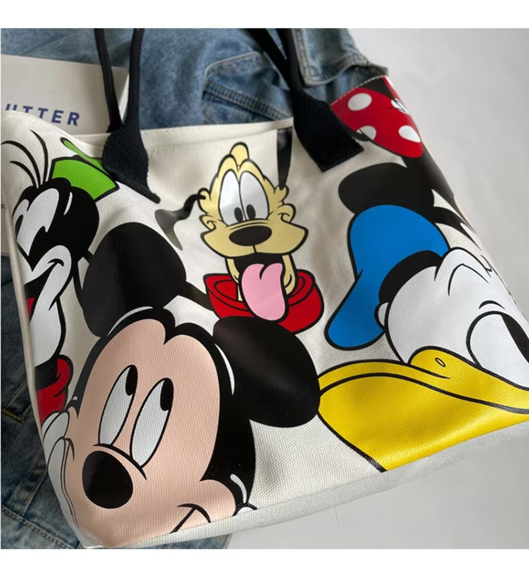 Disney Cartoon Mickey Fashion Versatile Large Capacity Canvas Shoulder Bag Women's Casual - Image 4 of 4
