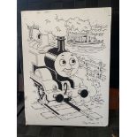 Thomas the Tank Engine & Friends ORIGINAL ARTWORK , signed by Timothy Marwood FULL PAGE CHRISTMAS...