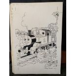 Thomas the Tank Engine & Friends ORIGINAL ARTWORK , signed by Timothy Marwood FULL PAGE CHRISTMAS...