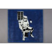 Teves (b 1982) ‘STORMPOOPER’, Subversive graffiti spray paint stencil blue, Signed, Editioned, 20...