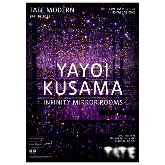 Yayoi Kusama (b 1929) ‘Infinity Mirror Rooms’ Exhibition, Vibrant coloured Lithograph, 2021