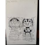 Thomas the Tank Engine & Friends ORIGINAL ARTWORK , signed by Timothy Marwood FULL PAGE CHRISTMAS...